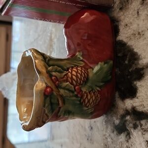 Kirklands ceramic boot tea light holder Christmas boot new in box